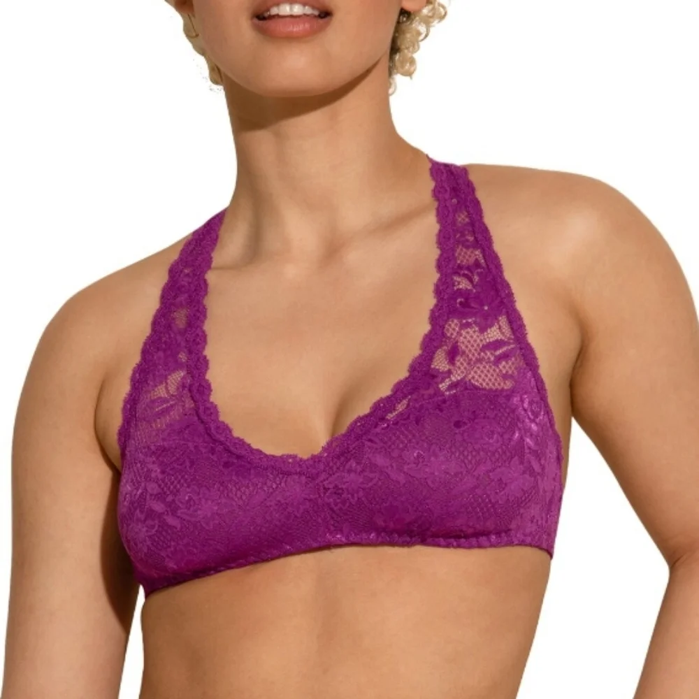 Cosabella Never Say Never Racie Lace Racerback Bralette in Swiss Beet | Large - Picture 3 of 9